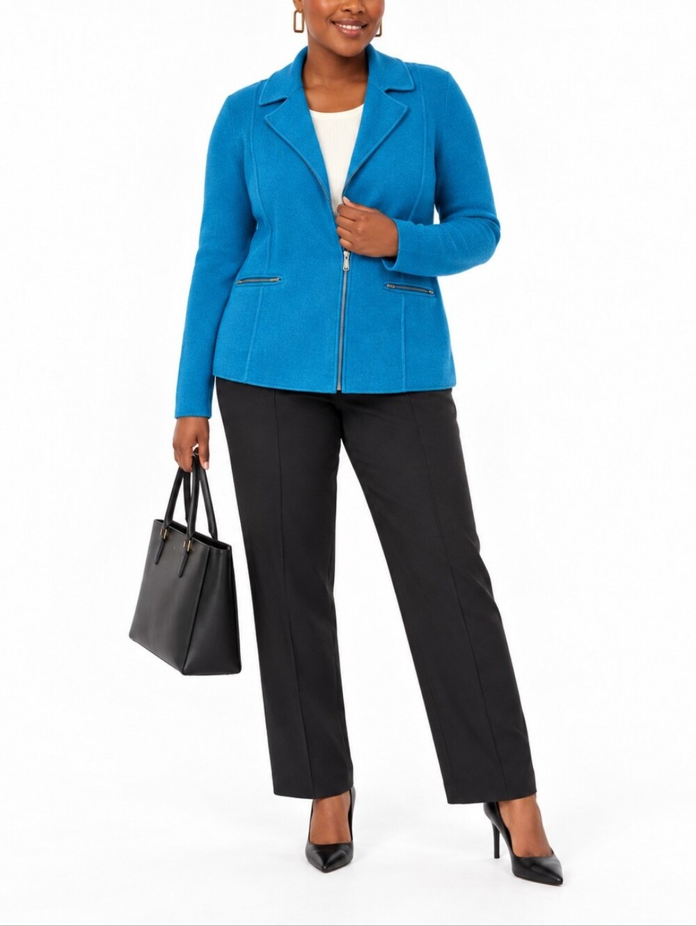 Tabolts Teal Blue Moto Sweater Jacket